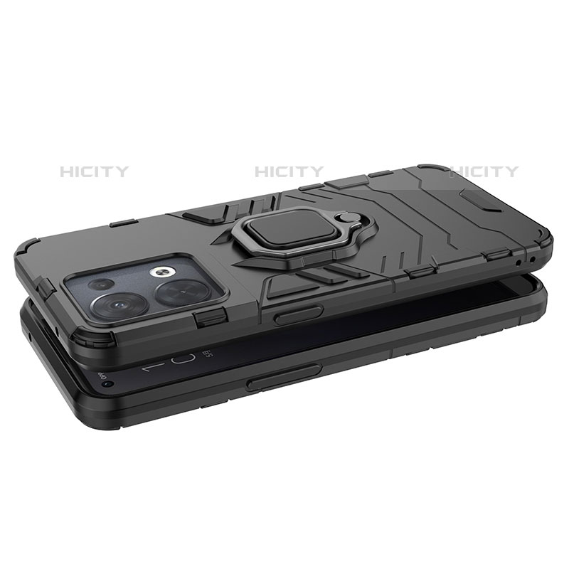 Funda Bumper Silicona y Plastico Mate Carcasa con Magnetico Anillo de dedo Soporte R01 para Oppo Reno8 5G