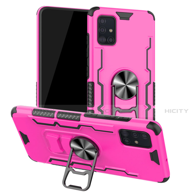 Funda Bumper Silicona y Plastico Mate Carcasa con Magnetico Anillo de dedo Soporte R01 para Samsung Galaxy A51 5G