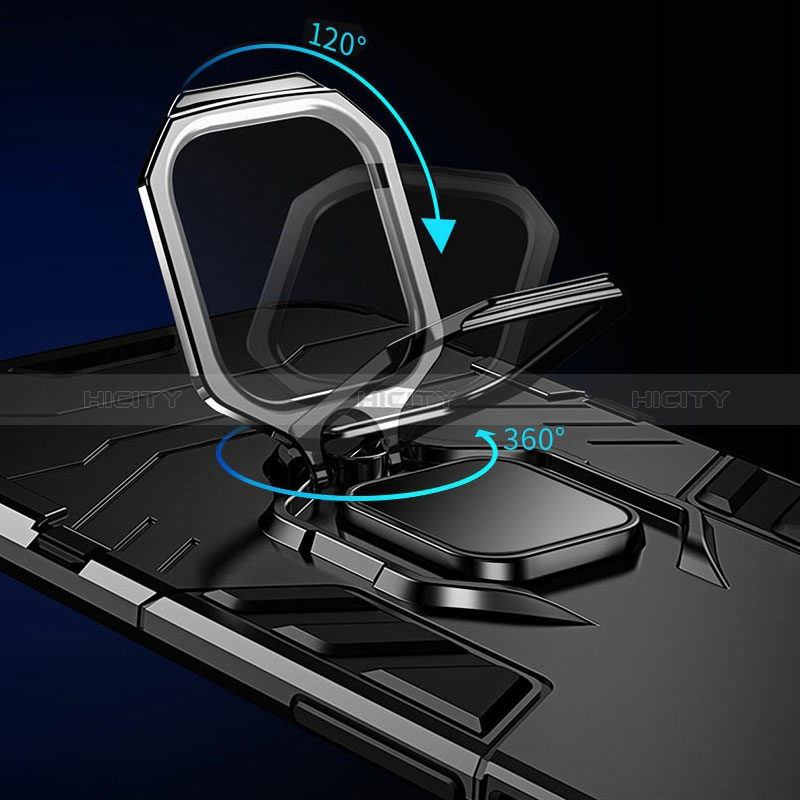 Funda Bumper Silicona y Plastico Mate Carcasa con Magnetico Anillo de dedo Soporte R01 para Samsung Galaxy M12