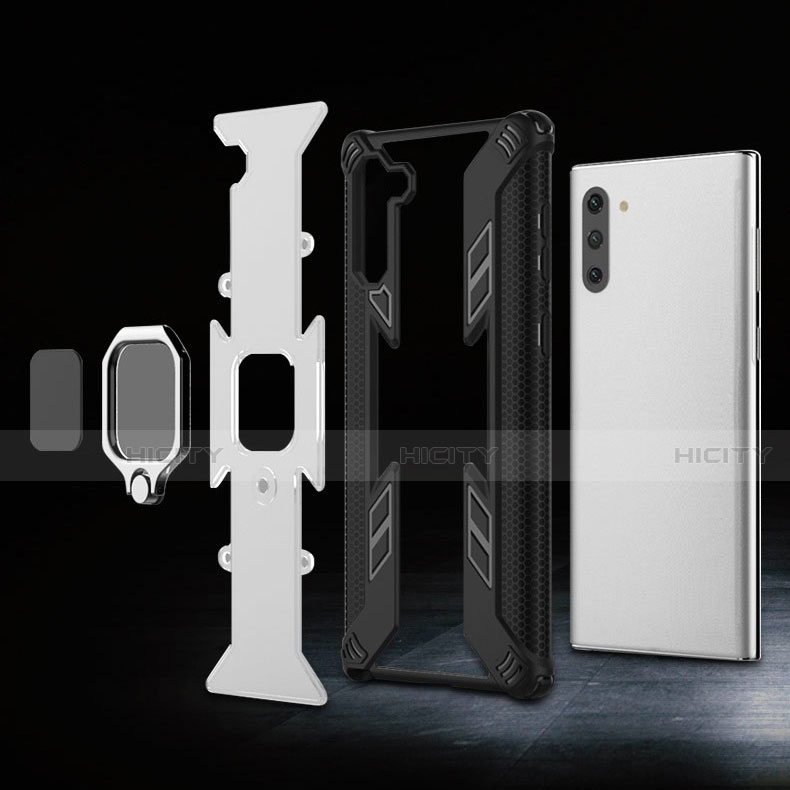 Funda Bumper Silicona y Plastico Mate Carcasa con Magnetico Anillo de dedo Soporte R01 para Samsung Galaxy Note 10