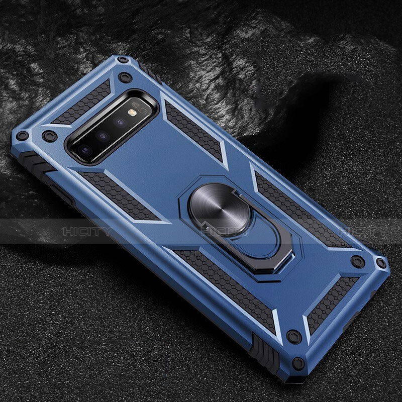 Funda Bumper Silicona y Plastico Mate Carcasa con Magnetico Anillo de dedo Soporte R01 para Samsung Galaxy S10 5G