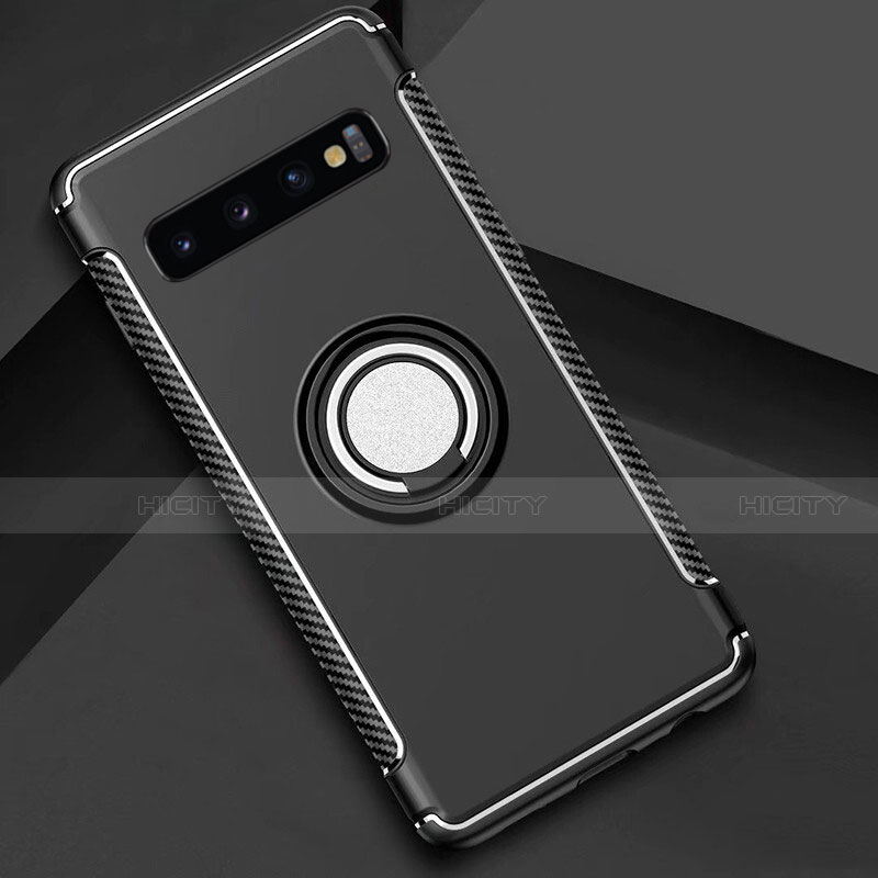 Funda Bumper Silicona y Plastico Mate Carcasa con Magnetico Anillo de dedo Soporte R01 para Samsung Galaxy S10 Plus