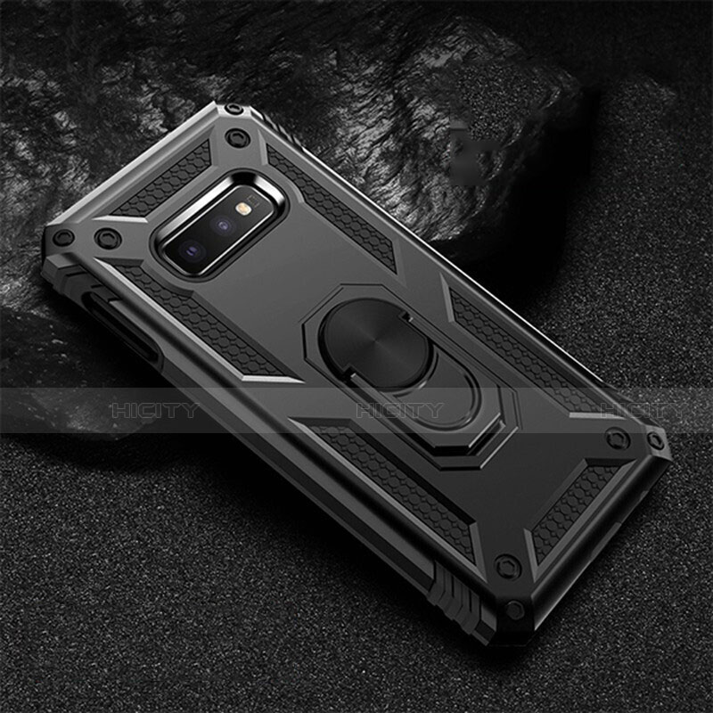 Funda Bumper Silicona y Plastico Mate Carcasa con Magnetico Anillo de dedo Soporte R01 para Samsung Galaxy S10e