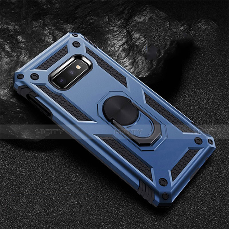 Funda Bumper Silicona y Plastico Mate Carcasa con Magnetico Anillo de dedo Soporte R01 para Samsung Galaxy S10e