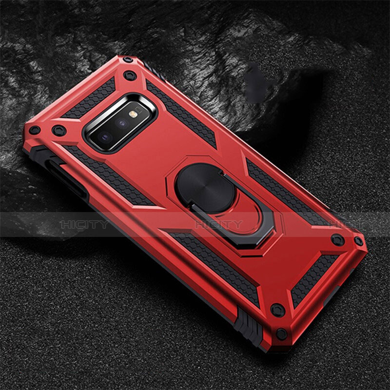 Funda Bumper Silicona y Plastico Mate Carcasa con Magnetico Anillo de dedo Soporte R01 para Samsung Galaxy S10e