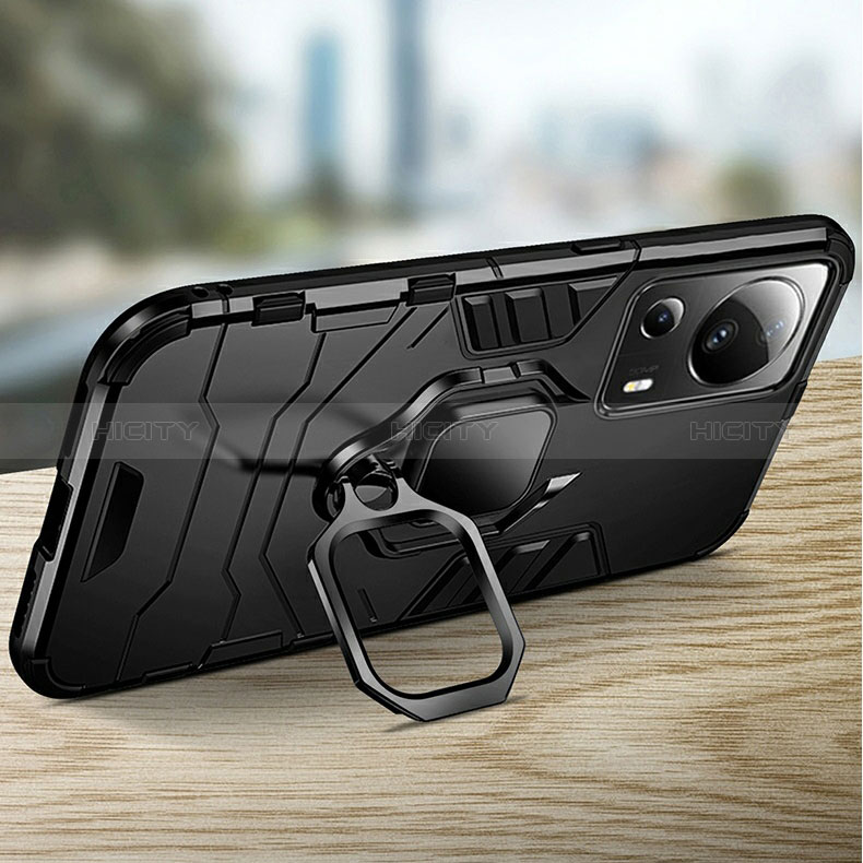 Funda Bumper Silicona y Plastico Mate Carcasa con Magnetico Anillo de dedo Soporte R01 para Xiaomi Civi 2 5G