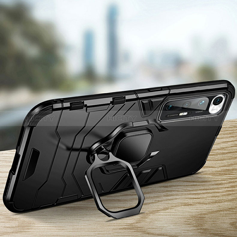 Funda Bumper Silicona y Plastico Mate Carcasa con Magnetico Anillo de dedo Soporte R01 para Xiaomi Mi 10S 5G