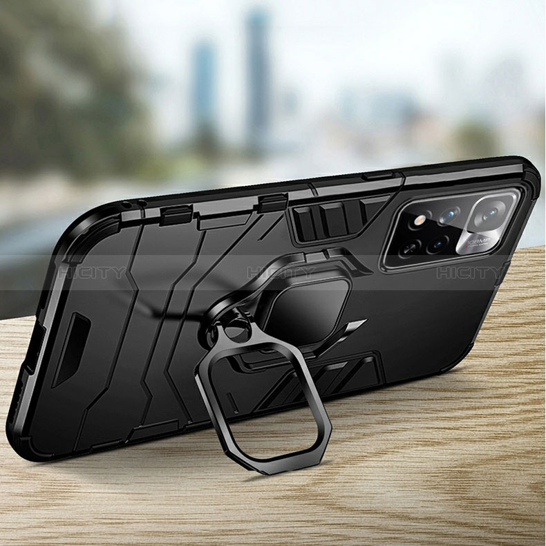 Funda Bumper Silicona y Plastico Mate Carcasa con Magnetico Anillo de dedo Soporte R01 para Xiaomi Mi 11i 5G (2022)