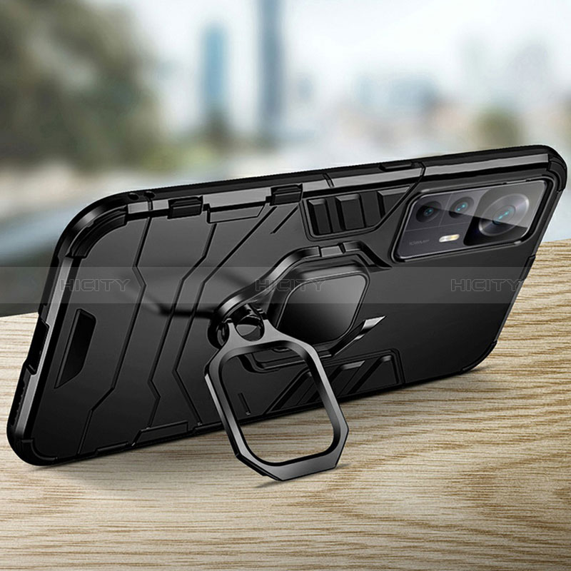 Funda Bumper Silicona y Plastico Mate Carcasa con Magnetico Anillo de dedo Soporte R01 para Xiaomi Mi 12T Pro 5G