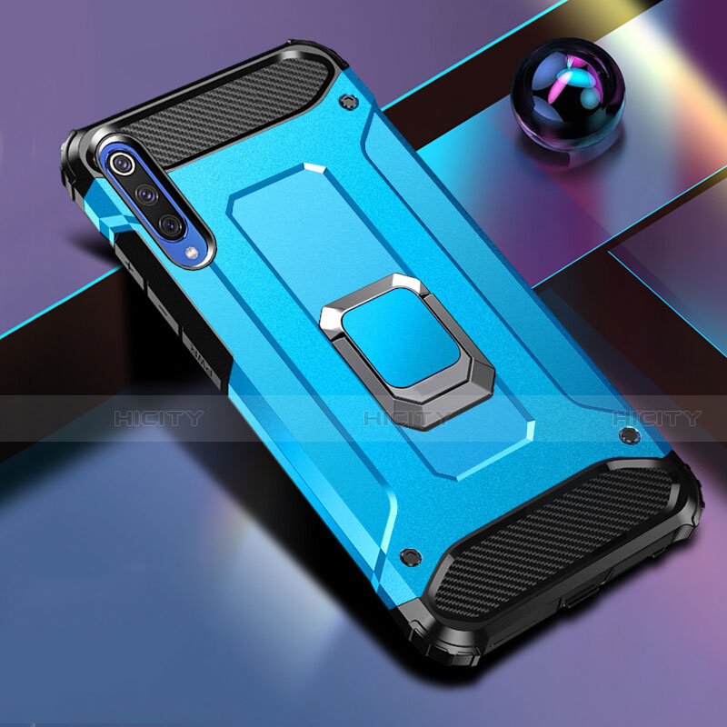 Funda Bumper Silicona y Plastico Mate Carcasa con Magnetico Anillo de dedo Soporte R01 para Xiaomi Mi A3