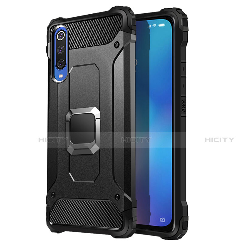 Funda Bumper Silicona y Plastico Mate Carcasa con Magnetico Anillo de dedo Soporte R01 para Xiaomi Mi A3