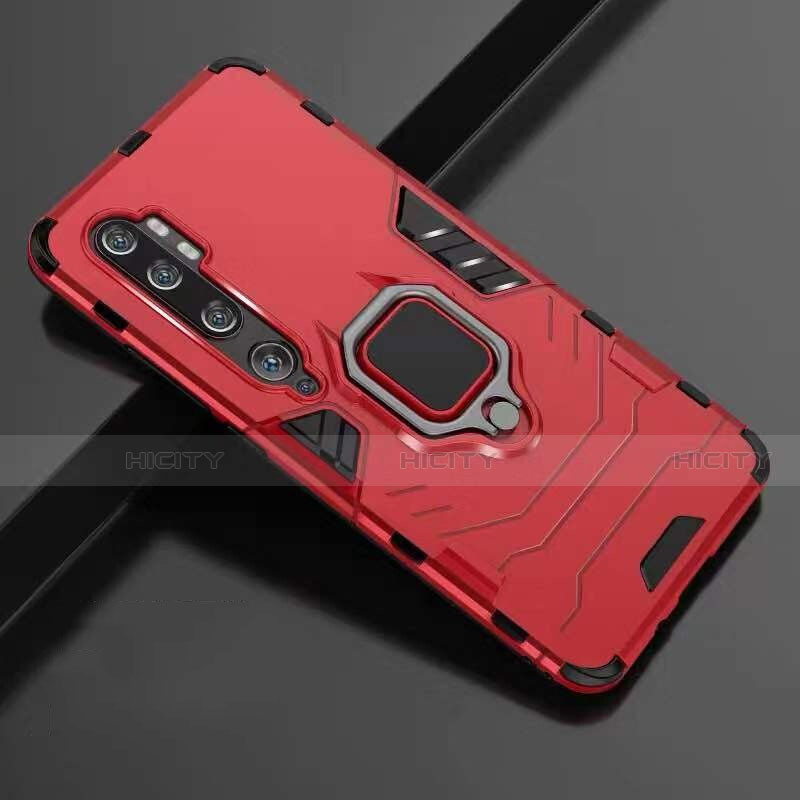 Funda Bumper Silicona y Plastico Mate Carcasa con Magnetico Anillo de dedo Soporte R01 para Xiaomi Mi Note 10