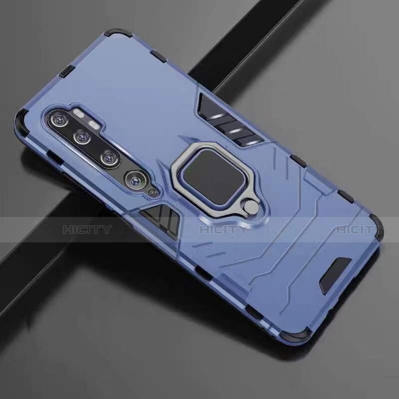 Funda Bumper Silicona y Plastico Mate Carcasa con Magnetico Anillo de dedo Soporte R01 para Xiaomi Mi Note 10