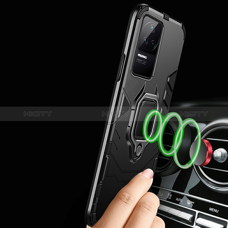 Funda Bumper Silicona y Plastico Mate Carcasa con Magnetico Anillo de dedo Soporte R01 para Xiaomi Poco F4 5G