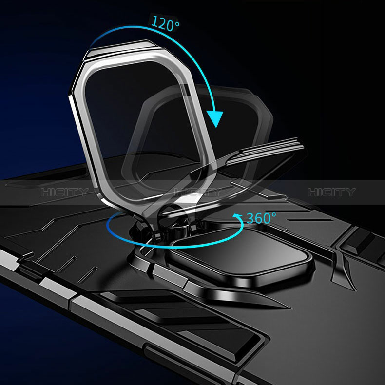 Funda Bumper Silicona y Plastico Mate Carcasa con Magnetico Anillo de dedo Soporte R01 para Xiaomi POCO M3 Pro 5G