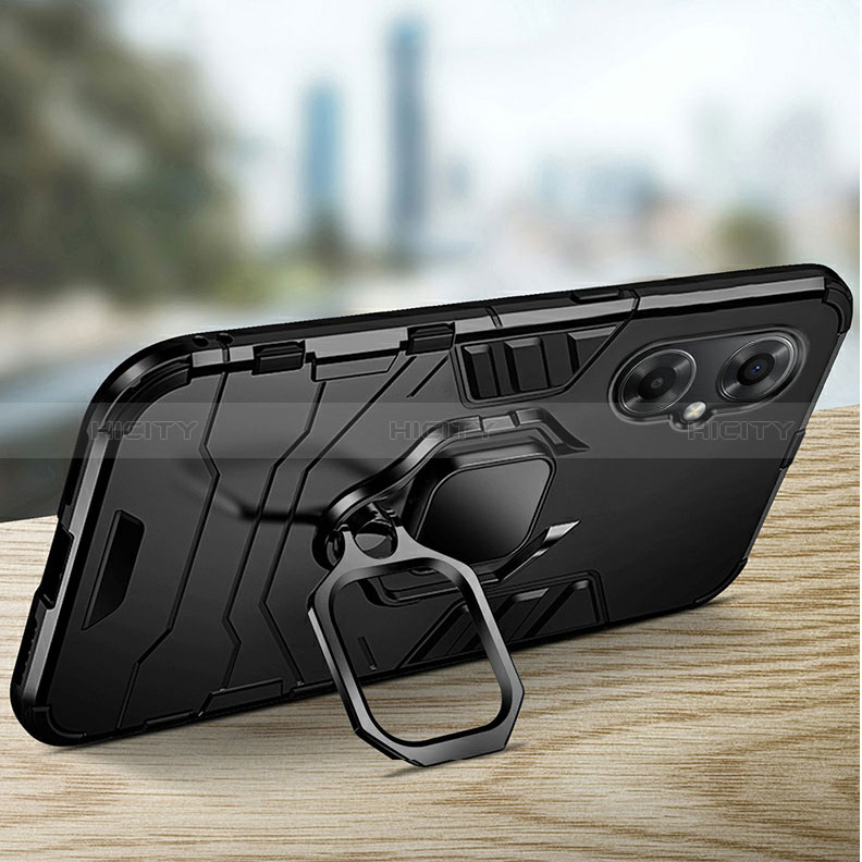 Funda Bumper Silicona y Plastico Mate Carcasa con Magnetico Anillo de dedo Soporte R01 para Xiaomi Poco M4 5G