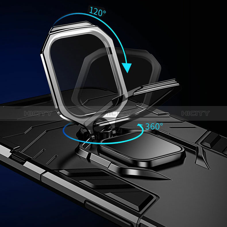 Funda Bumper Silicona y Plastico Mate Carcasa con Magnetico Anillo de dedo Soporte R01 para Xiaomi Poco M4 5G