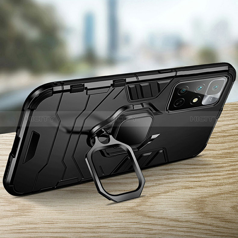 Funda Bumper Silicona y Plastico Mate Carcasa con Magnetico Anillo de dedo Soporte R01 para Xiaomi Poco M4 Pro 5G