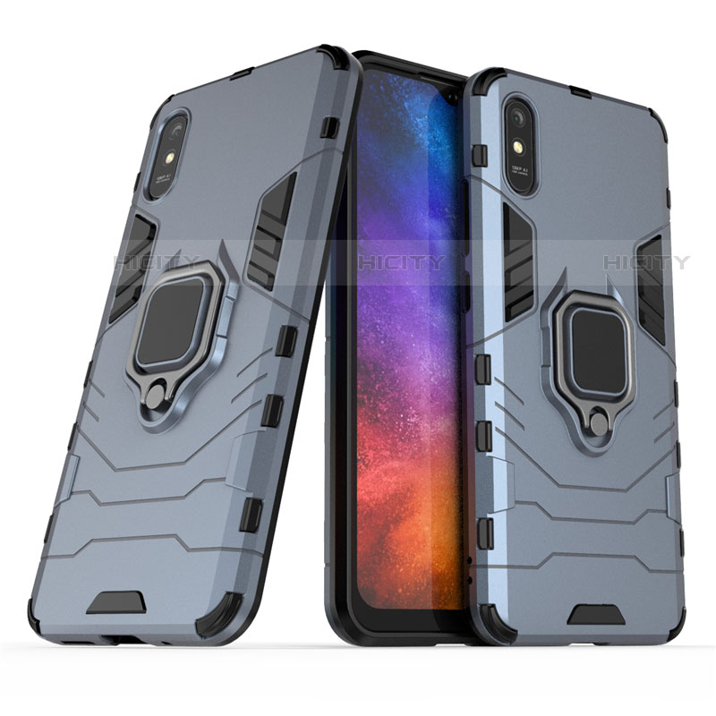 Funda Bumper Silicona y Plastico Mate Carcasa con Magnetico Anillo de dedo Soporte R01 para Xiaomi Redmi 9A