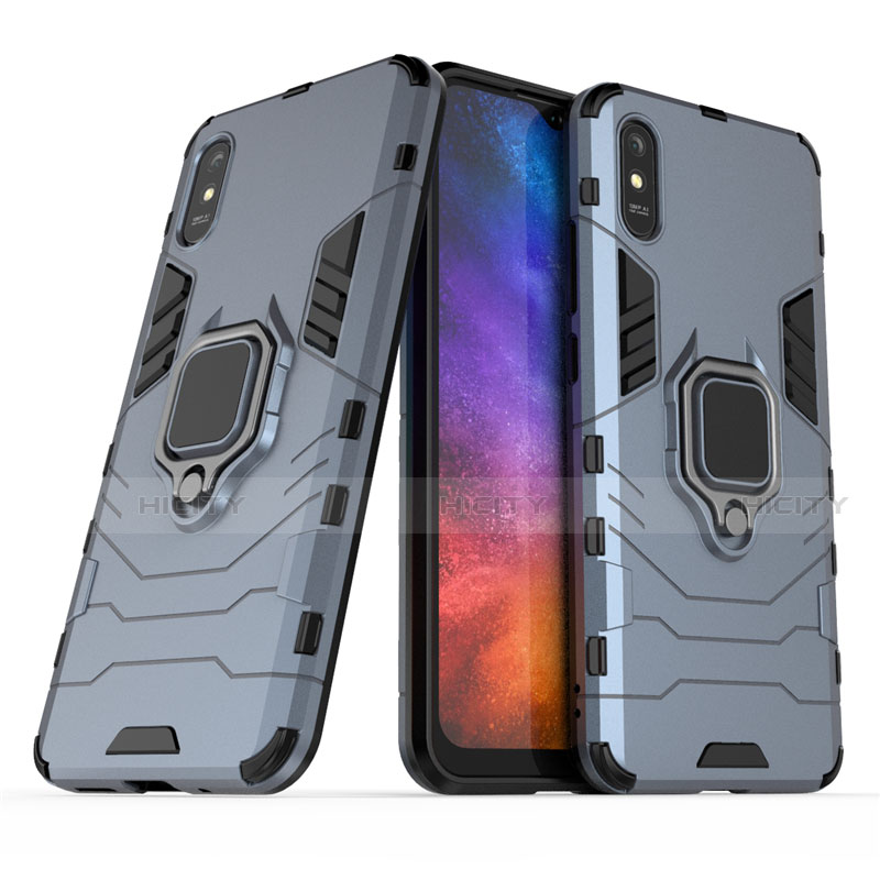 Funda Bumper Silicona y Plastico Mate Carcasa con Magnetico Anillo de dedo Soporte R01 para Xiaomi Redmi 9i