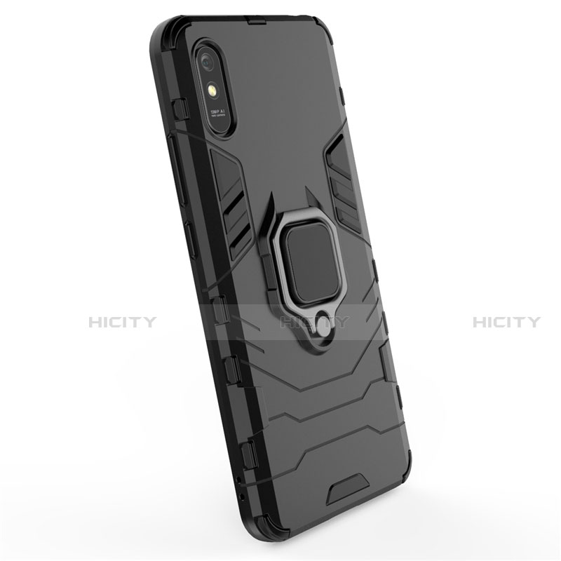 Funda Bumper Silicona y Plastico Mate Carcasa con Magnetico Anillo de dedo Soporte R01 para Xiaomi Redmi 9i