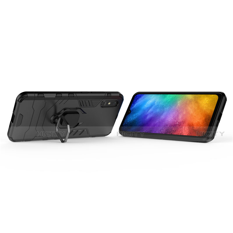 Funda Bumper Silicona y Plastico Mate Carcasa con Magnetico Anillo de dedo Soporte R01 para Xiaomi Redmi 9i