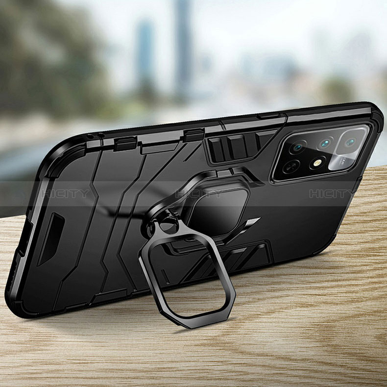 Funda Bumper Silicona y Plastico Mate Carcasa con Magnetico Anillo de dedo Soporte R01 para Xiaomi Redmi Note 11T 5G