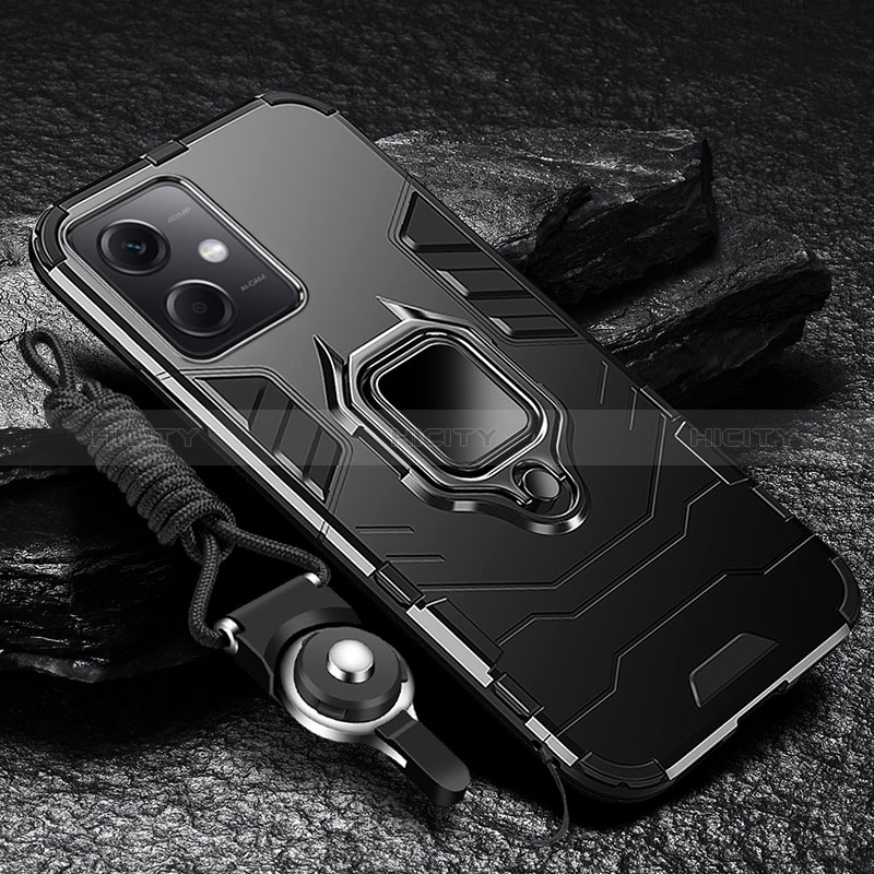 Funda Bumper Silicona y Plastico Mate Carcasa con Magnetico Anillo de dedo Soporte R01 para Xiaomi Redmi Note 12R Pro 5G