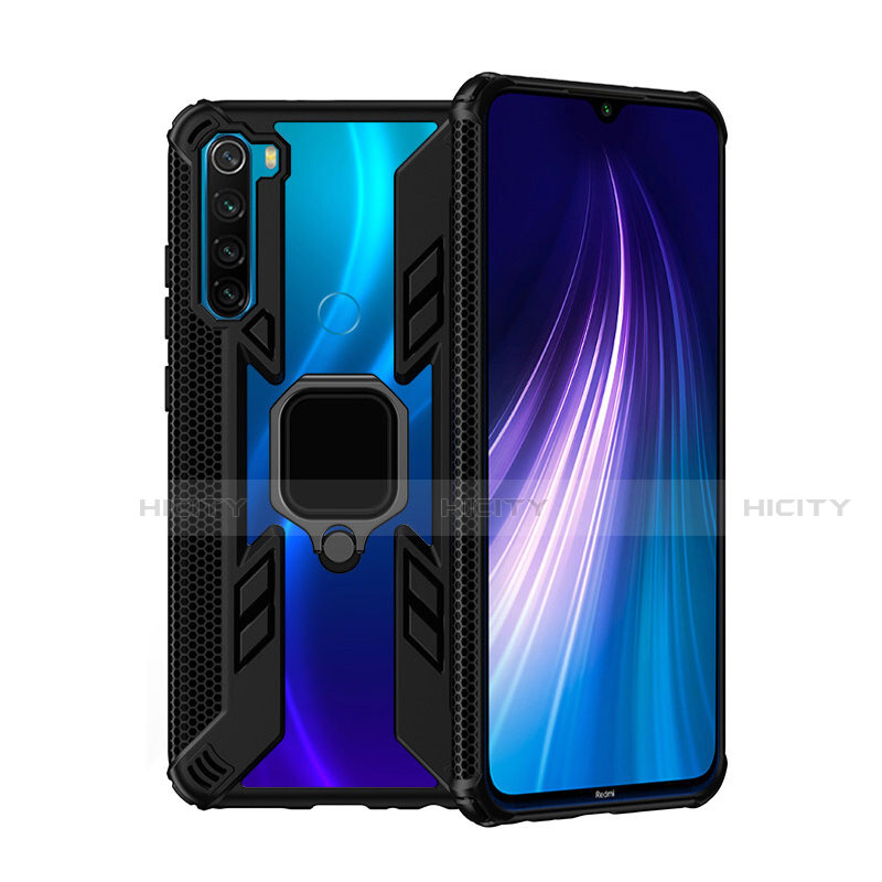 Funda Bumper Silicona y Plastico Mate Carcasa con Magnetico Anillo de dedo Soporte R01 para Xiaomi Redmi Note 8 (2021)