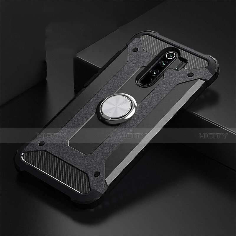 Funda Bumper Silicona y Plastico Mate Carcasa con Magnetico Anillo de dedo Soporte R01 para Xiaomi Redmi Note 8 Pro