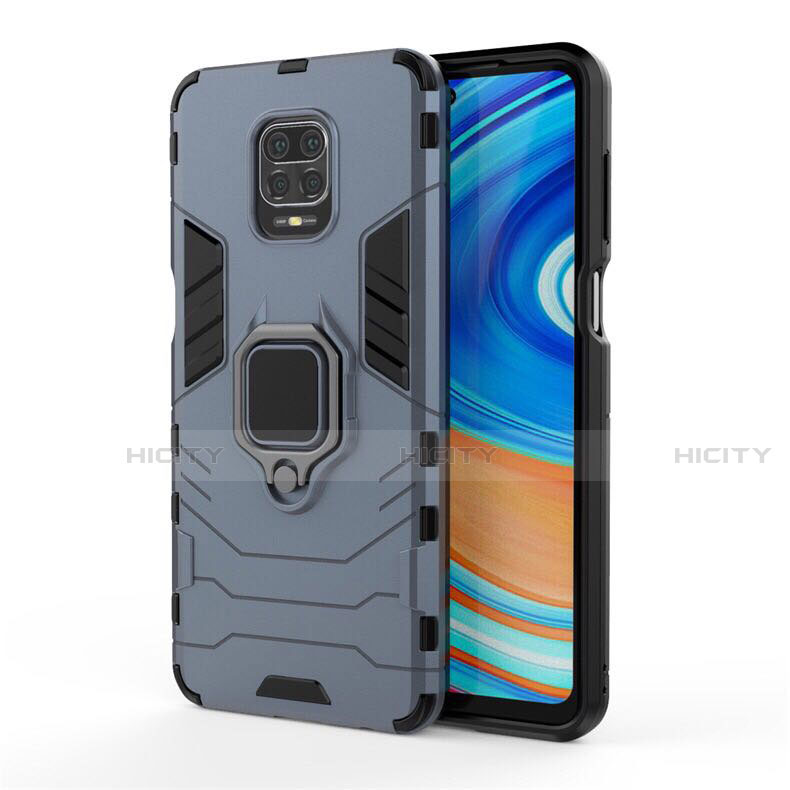 Funda Bumper Silicona y Plastico Mate Carcasa con Magnetico Anillo de dedo Soporte R01 para Xiaomi Redmi Note 9S