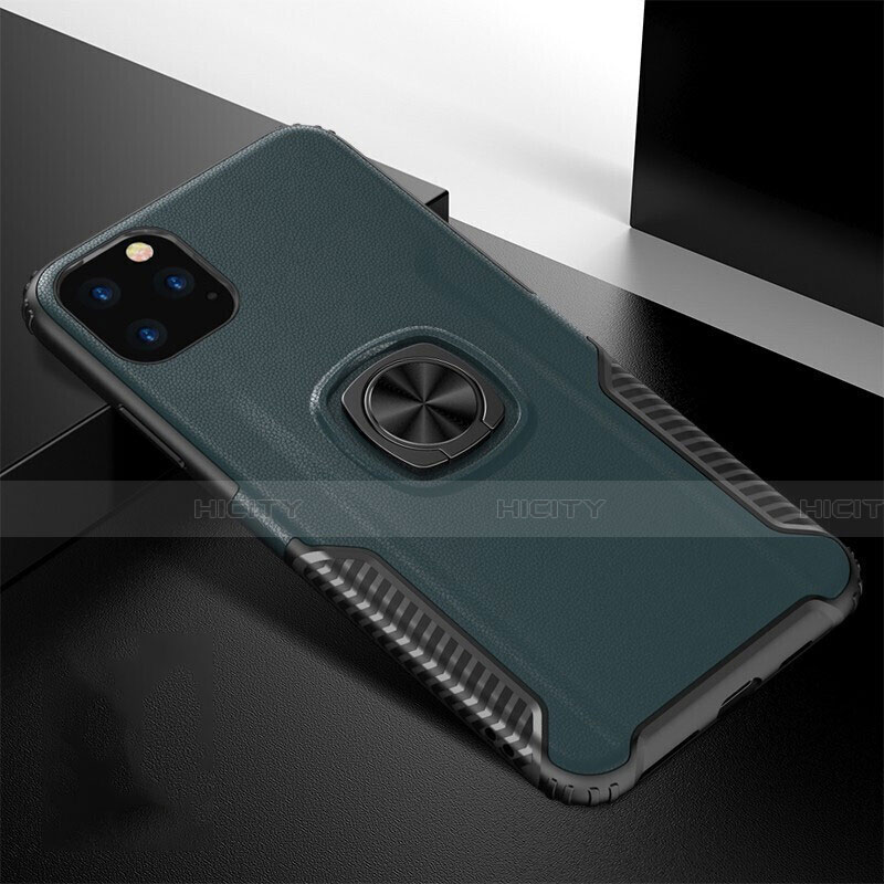 Funda Bumper Silicona y Plastico Mate Carcasa con Magnetico Anillo de dedo Soporte R02 para Apple iPhone 11 Pro