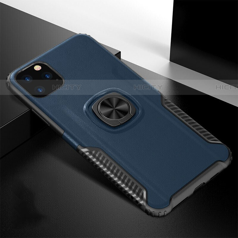 Funda Bumper Silicona y Plastico Mate Carcasa con Magnetico Anillo de dedo Soporte R02 para Apple iPhone 11 Pro Max