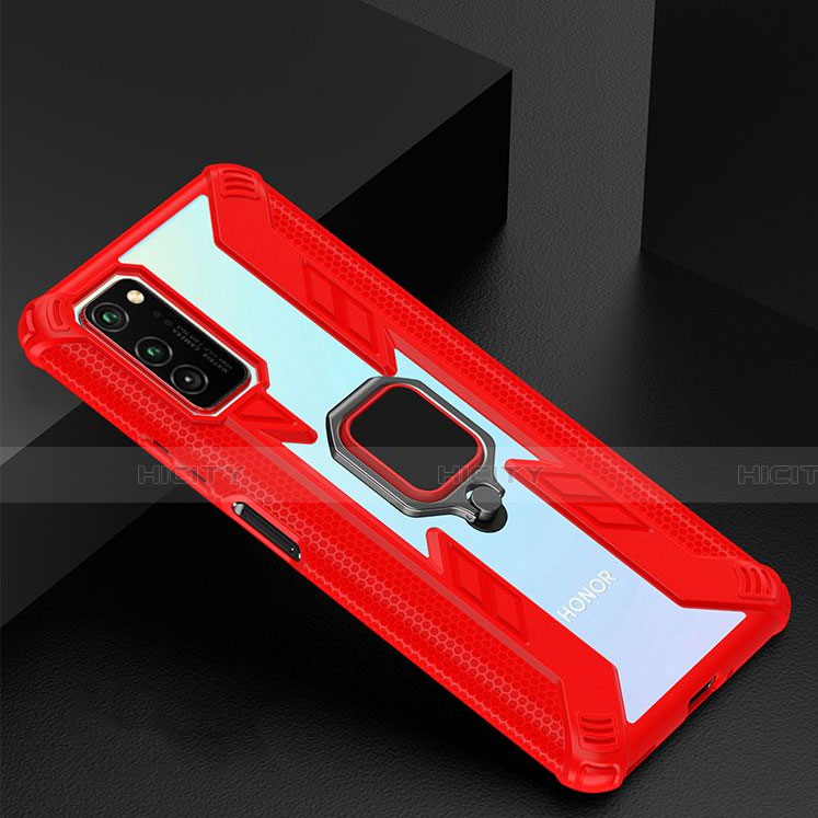 Funda Bumper Silicona y Plastico Mate Carcasa con Magnetico Anillo de dedo Soporte R02 para Huawei Honor V30 5G