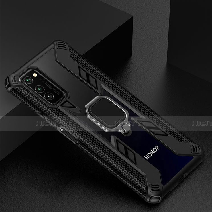 Funda Bumper Silicona y Plastico Mate Carcasa con Magnetico Anillo de dedo Soporte R02 para Huawei Honor V30 Pro 5G