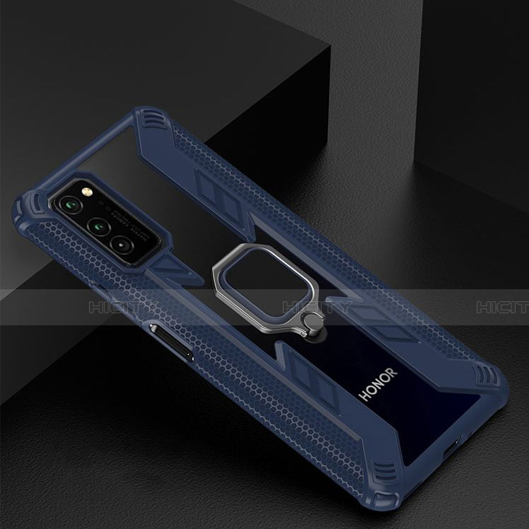 Funda Bumper Silicona y Plastico Mate Carcasa con Magnetico Anillo de dedo Soporte R02 para Huawei Honor View 30 5G