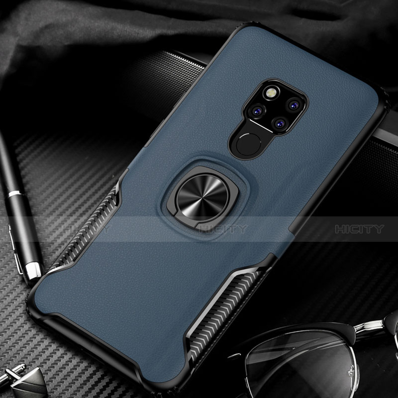 Funda Bumper Silicona y Plastico Mate Carcasa con Magnetico Anillo de dedo Soporte R02 para Huawei Mate 20 X 5G