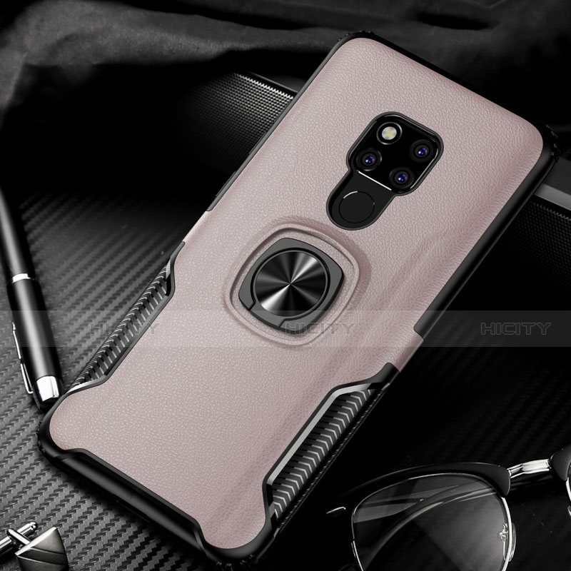 Funda Bumper Silicona y Plastico Mate Carcasa con Magnetico Anillo de dedo Soporte R02 para Huawei Mate 20 X 5G