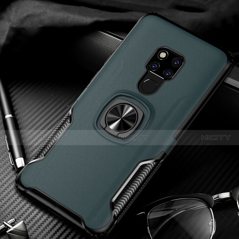 Funda Bumper Silicona y Plastico Mate Carcasa con Magnetico Anillo de dedo Soporte R02 para Huawei Mate 20 X 5G