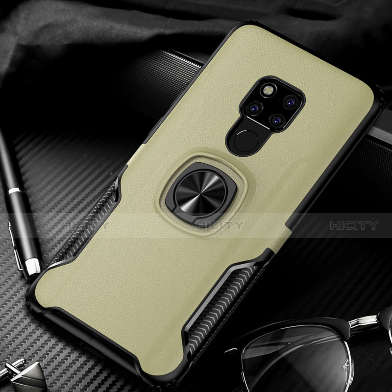 Funda Bumper Silicona y Plastico Mate Carcasa con Magnetico Anillo de dedo Soporte R02 para Huawei Mate 20 X 5G Oro