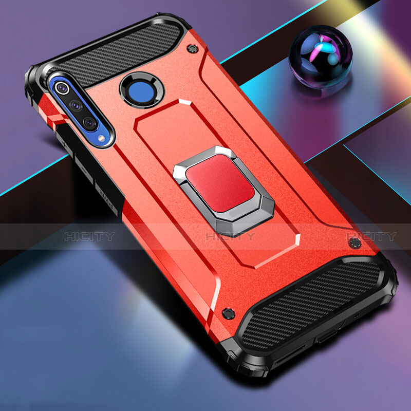 Funda Bumper Silicona y Plastico Mate Carcasa con Magnetico Anillo de dedo Soporte R02 para Huawei Nova 4e Rojo