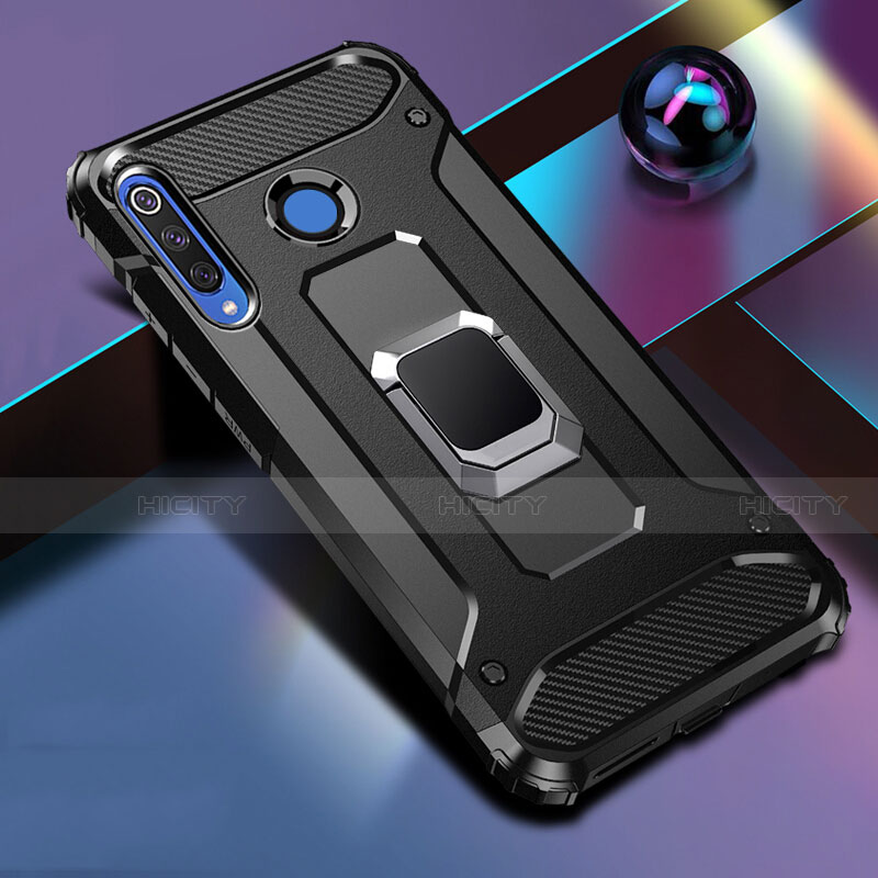 Funda Bumper Silicona y Plastico Mate Carcasa con Magnetico Anillo de dedo Soporte R02 para Huawei P30 Lite