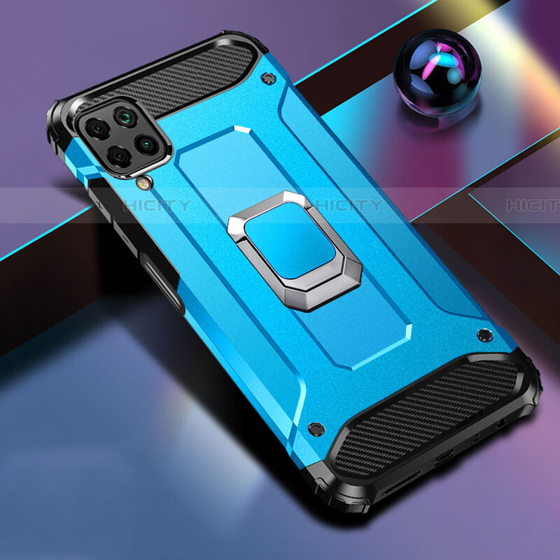 Funda Bumper Silicona y Plastico Mate Carcasa con Magnetico Anillo de dedo Soporte R02 para Huawei P40 Lite Azul Cielo