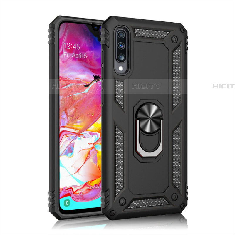 Funda Bumper Silicona y Plastico Mate Carcasa con Magnetico Anillo de dedo Soporte R02 para Samsung Galaxy A70S