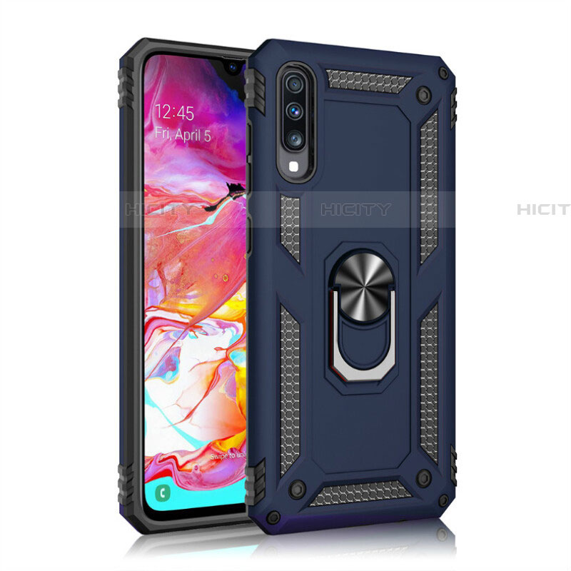 Funda Bumper Silicona y Plastico Mate Carcasa con Magnetico Anillo de dedo Soporte R02 para Samsung Galaxy A70S