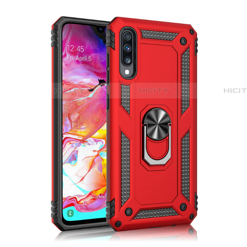 Funda Bumper Silicona y Plastico Mate Carcasa con Magnetico Anillo de dedo Soporte R02 para Samsung Galaxy A70S