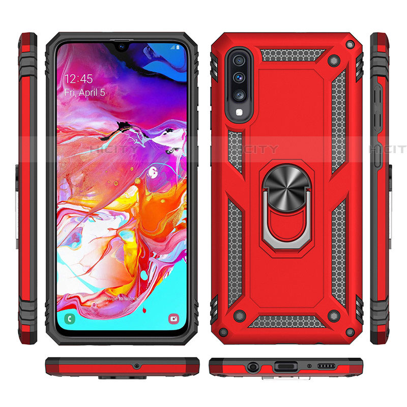 Funda Bumper Silicona y Plastico Mate Carcasa con Magnetico Anillo de dedo Soporte R02 para Samsung Galaxy A90 5G