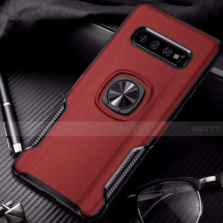 Funda Bumper Silicona y Plastico Mate Carcasa con Magnetico Anillo de dedo Soporte R02 para Samsung Galaxy S10