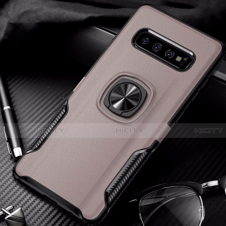 Funda Bumper Silicona y Plastico Mate Carcasa con Magnetico Anillo de dedo Soporte R02 para Samsung Galaxy S10