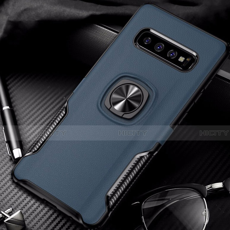 Funda Bumper Silicona y Plastico Mate Carcasa con Magnetico Anillo de dedo Soporte R02 para Samsung Galaxy S10 Plus